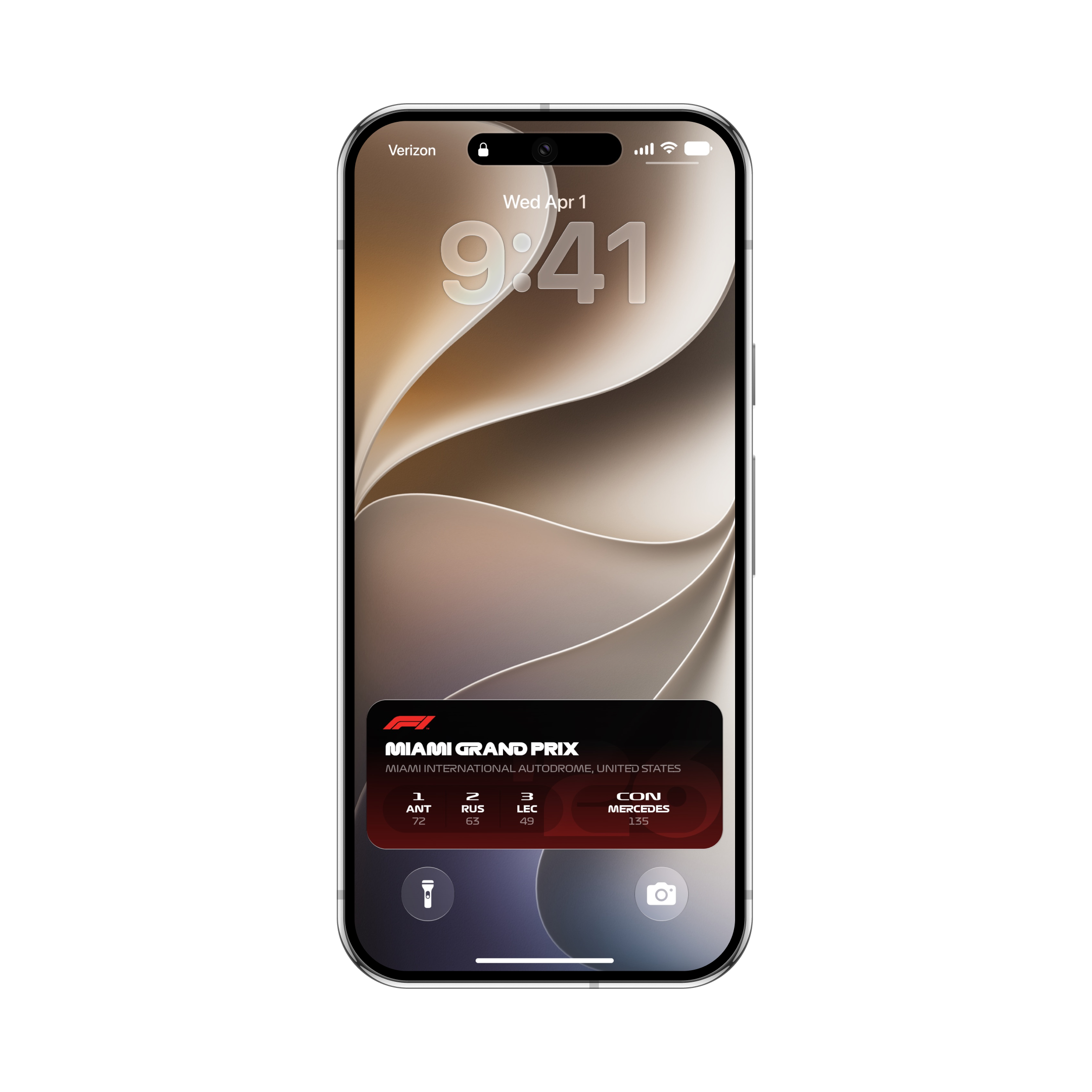 F1 races and live match scores on the iStage 27 Lock Screen