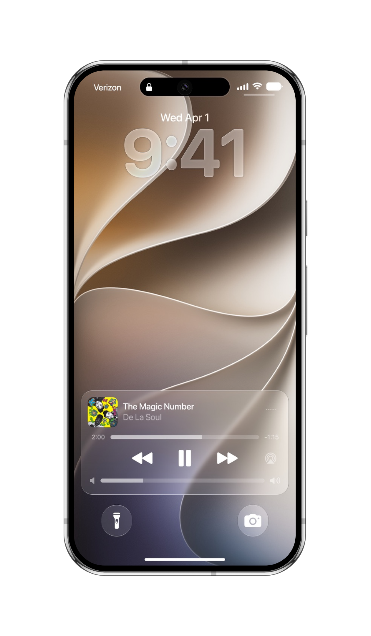 iStage 27 Liquid Glass Lock Screen with a refined music player